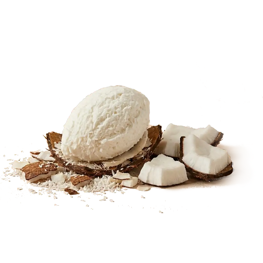 Helado de crema de coco de textura ligera y tropical