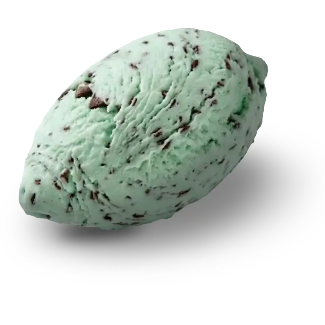 Bola de gelat artesanal de menta amb xips de xocolata