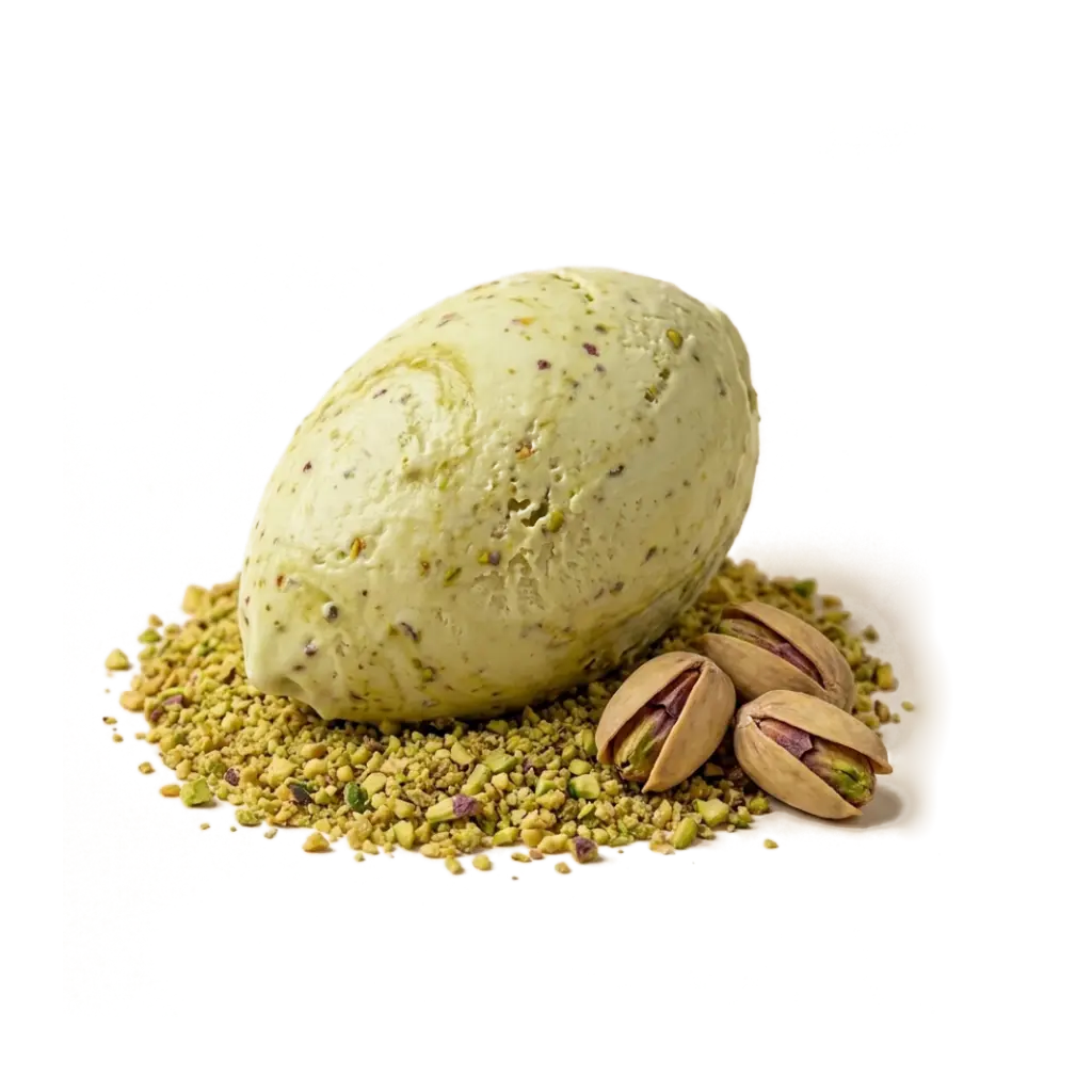 Vibrant, creamy roasted Sicilian pistachio gelato with a textured, artisanal spatula-scraped surface