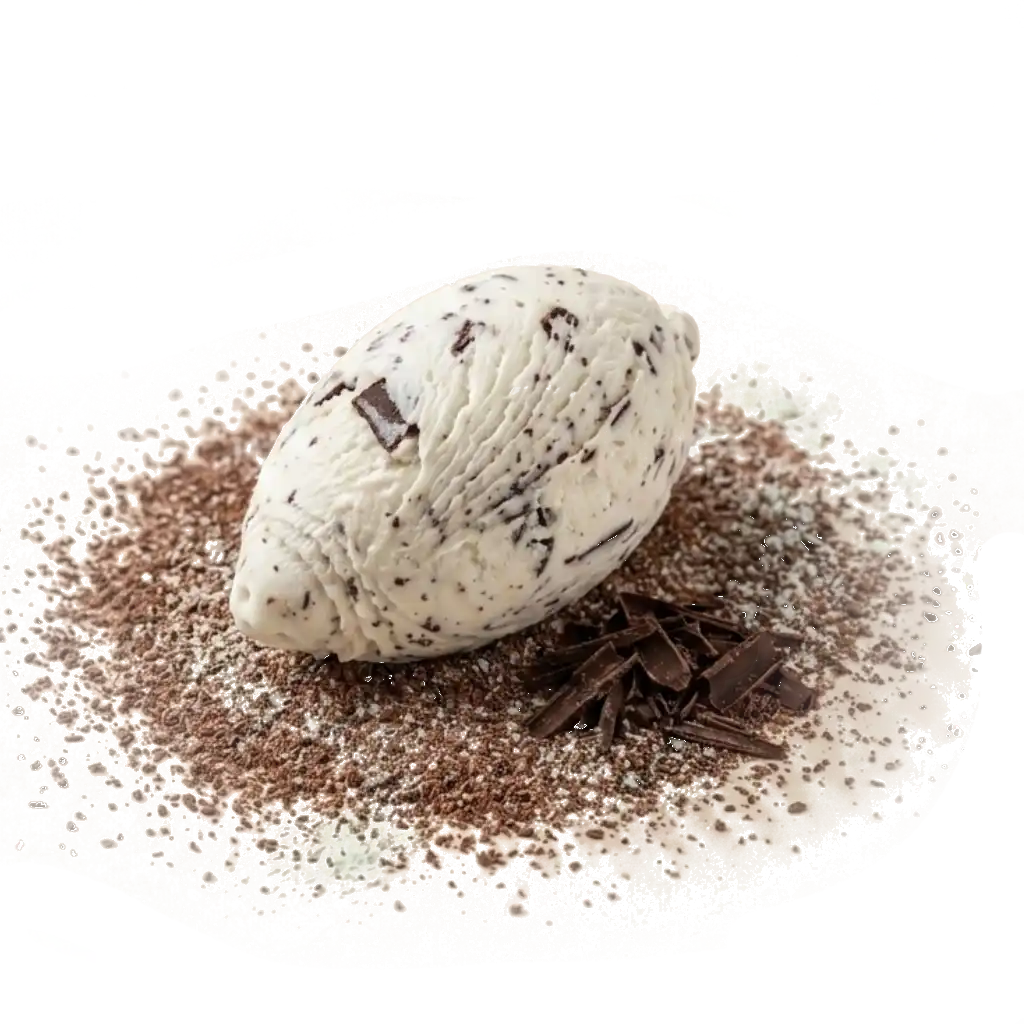 Base clásica de fior di latte marmoleada con finas láminas de chocolate negro